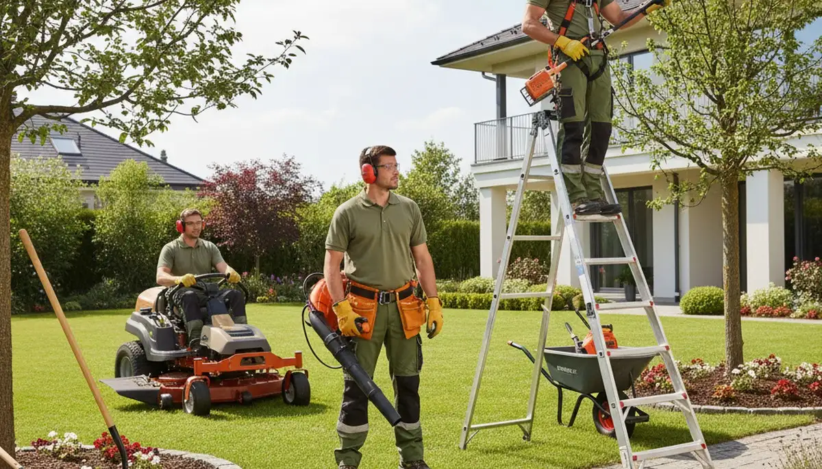 Bradenton, FL tree service crew trimming trees for landscaping and storm prep