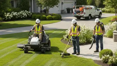 Arbor Tree Care lawn service team in Bradenton, FL maintaining healthy grass for local properties