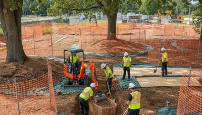 Bradenton, FL tree service crew providing root protection for healthy, stable trees