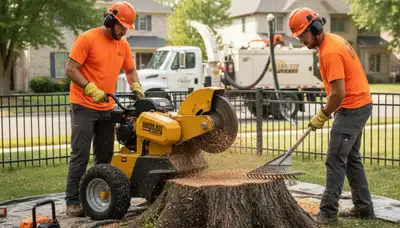 Stump removal service in Bradenton, FL clearing a yard for tree service cleanup