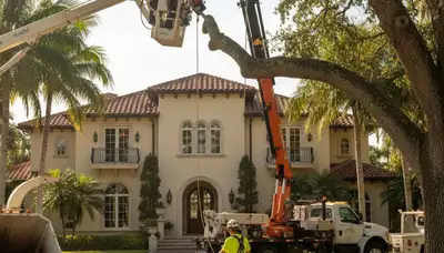 Bradenton, FL tree service crew trimming and removing trees for residential and commercial properties