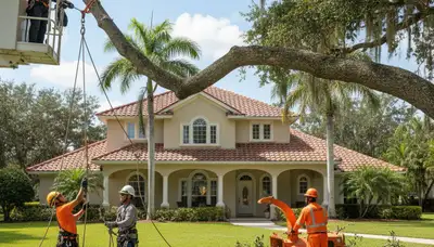 Bradenton, FL tree service crew providing professional tree trimming and removal for local homes