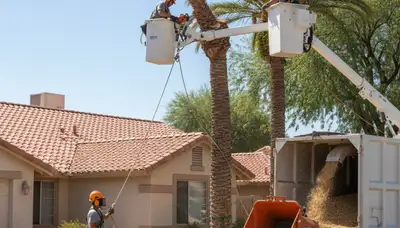 Tree service crew in Bradenton, FL trimming and removing trees for residential and commercial properties